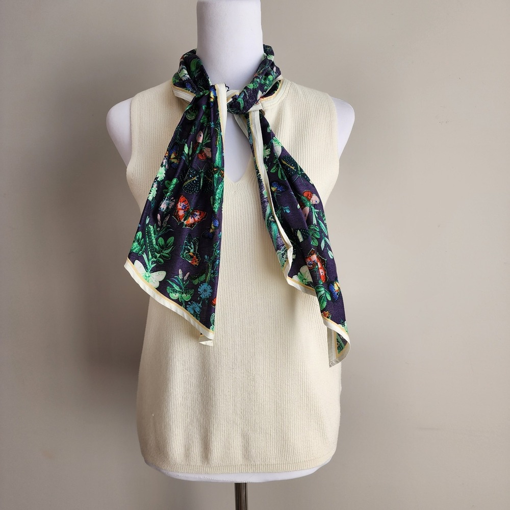 Anthropologie Moth Knit Sweater Tank‎ Butterfly Scarf Womens M Elegant Feminine